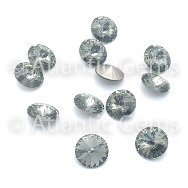 Black Diamond 12mm EuroCrystal 1122 Rivoli  - 12 pcs