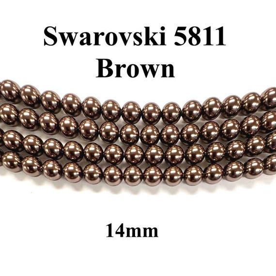ブラウン スワロフスキー 5811 クリスタル ラウンドパール - 14 mm 