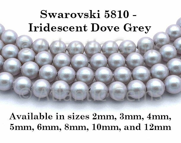 Iridescent Dove Grey Swarovski 5810 Crystal Round Pearls - 2mm, 3mm, …
