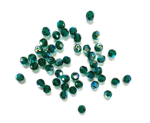 エメラルドAB 4mm スワロフスキー 5000 ラウンドビーズ - 48個 - Etsy 日本