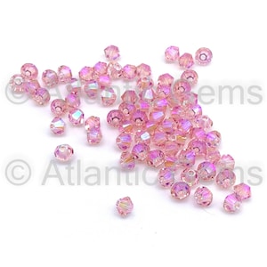 Light Rose Shimmer 2X 3mm EuroCrystal 5328 Bicone  - 72pcs