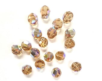 Light Colorado Topaz AB 8mm Swarovski 5000 Round Beads  - 18pcs