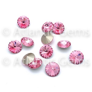 Light Rose 14mm EuroCrystal 1122 Rivoli  - 12 pcs