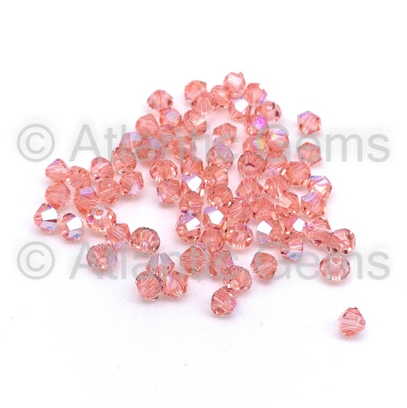 トローズビーズ Rose Peach Shimmer 4mm Swarovski 5328 Bicone - 72pcs - Etsy