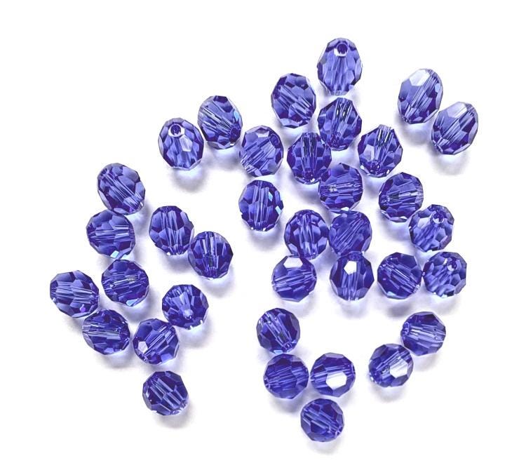 サファイア 4 mm スワロフスキー 5000 ラウンドビーズ - 48個 - Etsy 日本