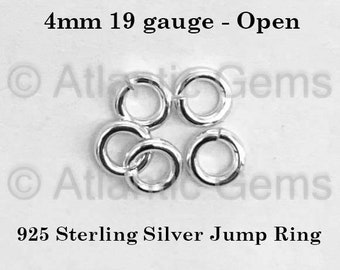 4mm 19ga - 925 Sterling Silver Open Jump Ring - 50, 100, 500 pcs