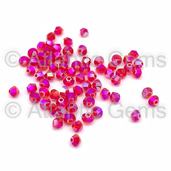 Light Siam Shimmer 2x 3mm Swarovski 5328 Bicone  - 72pcs