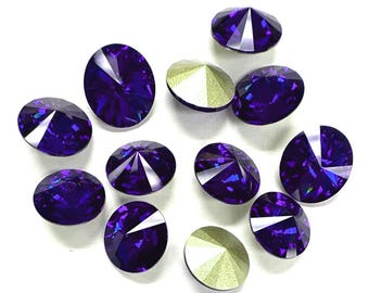 Dark Sapphire 14mm Swarovski 1122 Rivoli - 12 pcs
