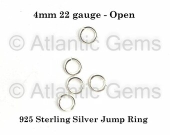 4mm 22ga - 925 Sterling Silver Open Jump Ring - 50, 100, 500 pcs