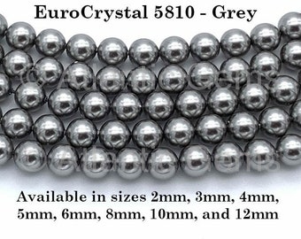 Grey EuroCrystal 5810 Round Pearls - 2mm, 3mm, 4mm, 5mm, 6mm, 8mm, 10mm, and 12mm