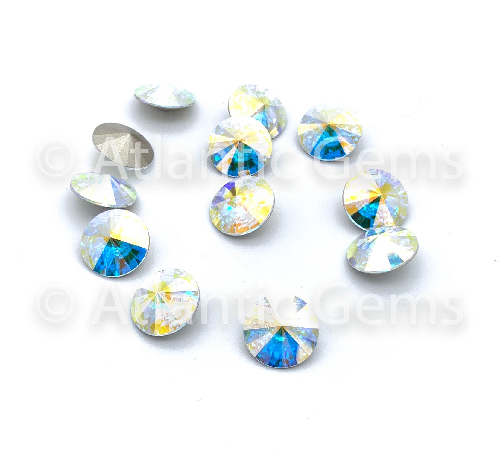 Rivoli AB colors Pointed Back Glass Crystal Rhinestones 8mm 10mm 12mm 14mm  loose rhinestones glass crystals beads