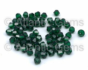 Medium Emerald 6mm Swarovski 5328 Bicone  - 36pcs