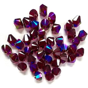 Siam AB Satin 6mm Swarovski 5328 Bicone  - 72pcs