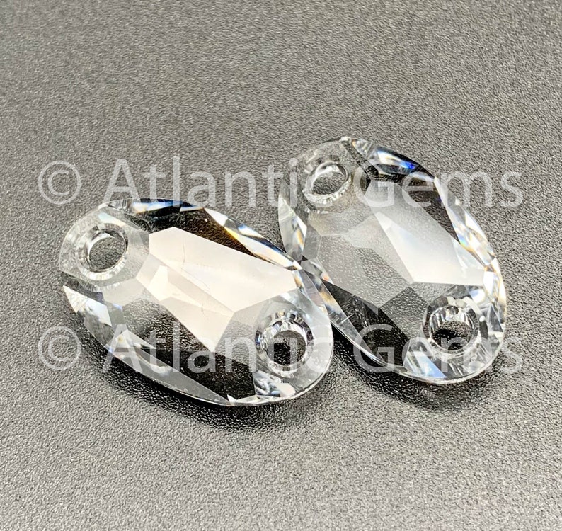 Crystal 2 pcs Clear 28mm x 17mm Swarovski 3231 Owlet Sew-on Stone