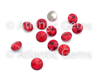 Light Siam 12mm Swarovski 1122 Rivoli  - 12 pcs