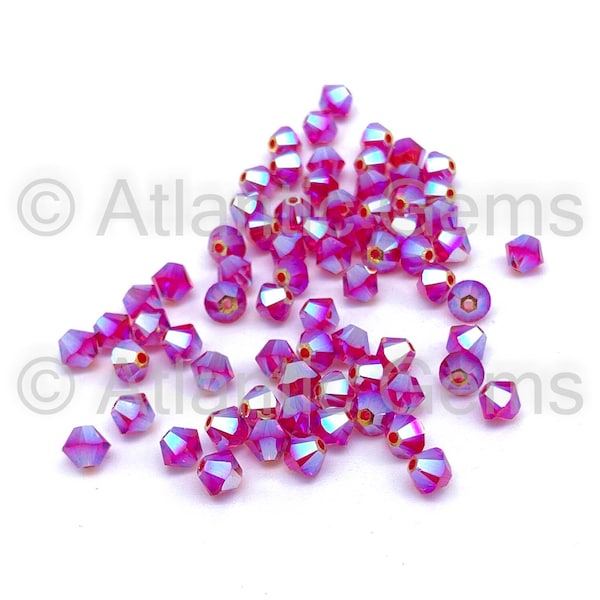 Light Siam AB 2X 4mm Swarovski 5328 Bicone  - 72pcs