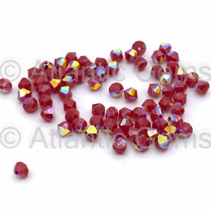 Dunkelrote Koralle AB 4 mm Swarovski 5301 Bicone - 72 Stk