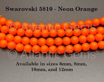 Neon Orange Swarovski 5810 Crystal Round Pearls - 6mm, 8mm, 10mm, and 12mm