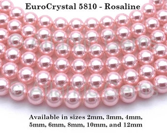 Rosaline EuroCrystal 5810 Round Pearls - 2mm, 3mm, 4mm, 5mm, 6mm, 8mm, 10mm, and 12mm