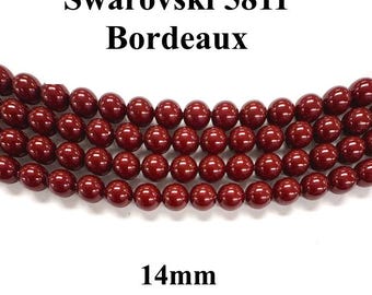 Bordeaux Swarovski 5811 Crystal Round Pearls - 14mm - 25pcs
