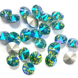 Peridot Glacier Blue AMC SS39 EuroCrystal 1122 Rivoli  - 24 pcs