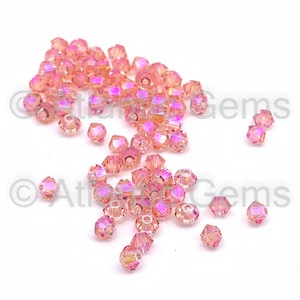 Rose Peach Shimmer 2X 3mm EuroCrystal 5328 Bicone  - 72pcs