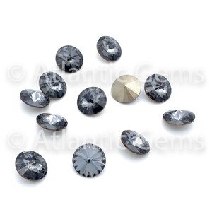 Crystal Silver Night 14mm EuroCrystal 1122 Rivoli - 12 pcs