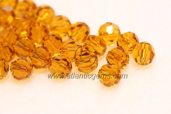 Topaz 6mm Swarovski 5000 Round Beads 36pcs
