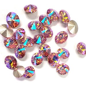 Lichtroze gletsjerblauw AMC SS39 EuroCrystal 1122 Rivoli - 24 stuks