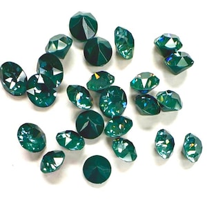 Crystal Pine Green Ignite SS39 EuroCrystal 1088 XIRIUS Chaton - 24 pcs