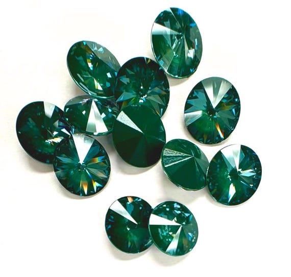 Crystal Pine Green Ignite 12mm Swarovski 1122 Rivoli - 12 Pcs - Etsy