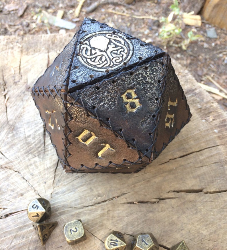 D20 Leather Dice Holdernut Containerdice Set Genuine Handmade Leather