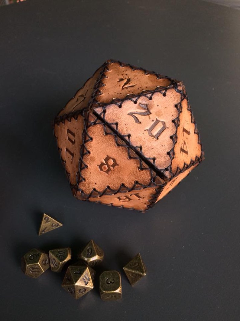 D20 Leather Dice Holdernut Containerdice Set Genuine Handmade Leather