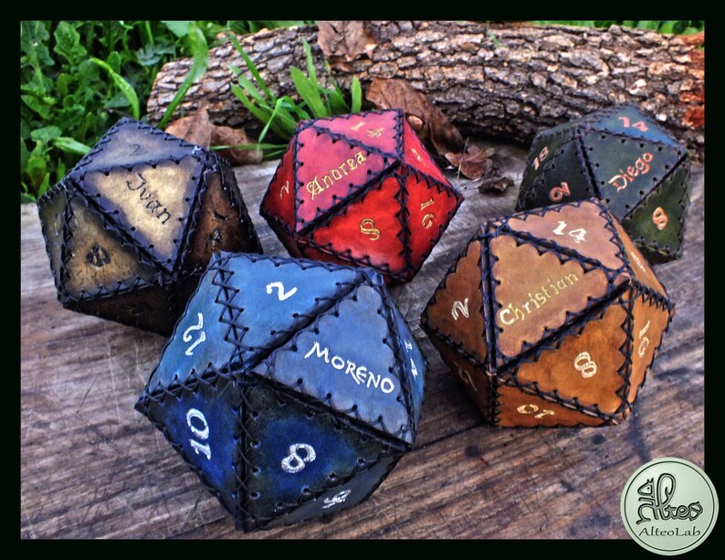 D20 Leather Dice Holdernut Containerdice Set Genuine Etsy