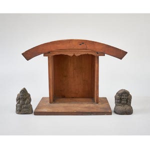 Vintage Japanese Shrine with Ebisu and Daikoku Figurines — Early to Mid 1900s