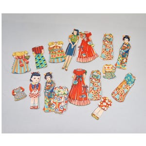ヴィンテージ和紙人形｜着物とドレスアップガール｜1930～50年代の日本の紙製品