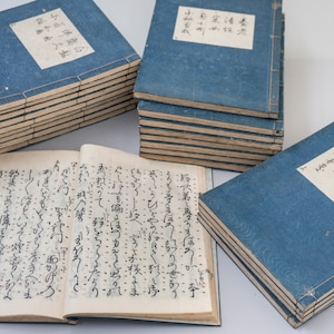 Set di DUE libri di Noh del 1840, carta giapponese Washi
