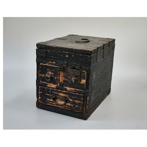 Cassapanca antica per calligrafia giapponese – Scatola Kake Suzuri con cassetti del 1800