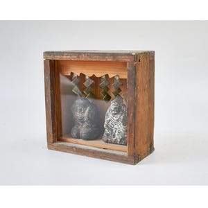 Vintage Japanese Shrine with Ebisu and Daikoku Figurines — Early to Mid 1900s