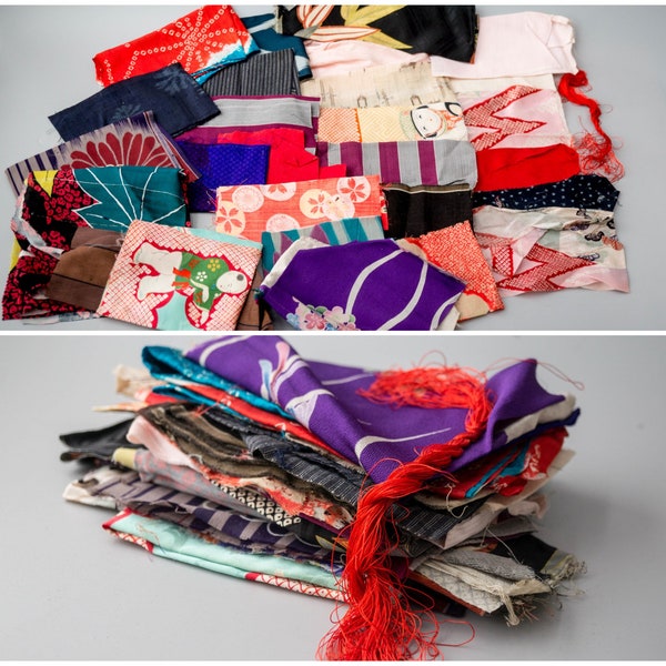 Kimono scraps bundle /Offcuts bundle, Kimono fabric remnants, Kimono for quilting