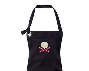Bacon and Eggs Apron, Punk Rock Apron, Skull Breakfast Apron, Embroidered PREMIUM Heavy Cotton Canvas Apron with Pocket
