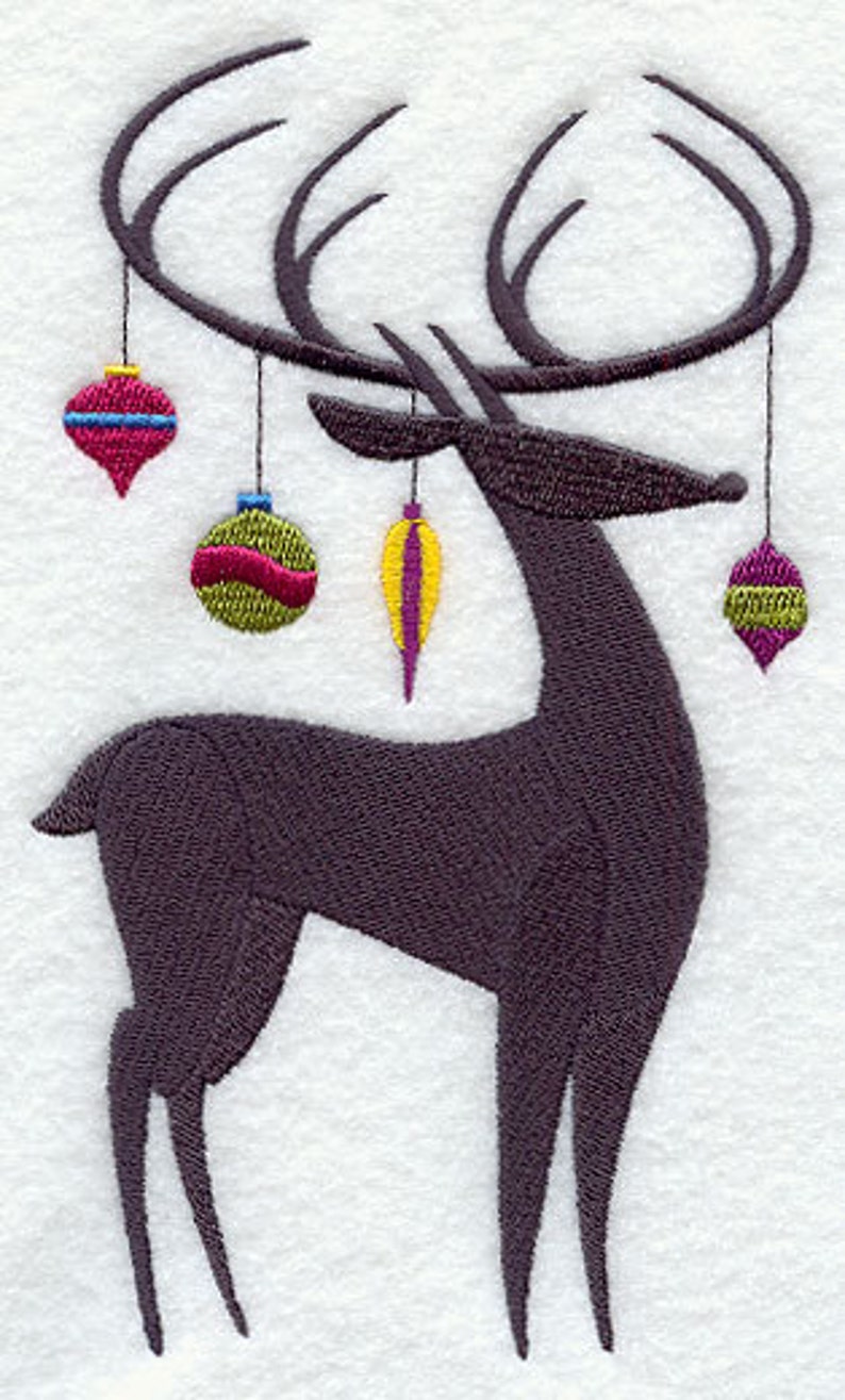 Christmas Deer Silhouette Embroidered Canvas Messenger Bag