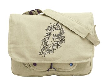 Bolso bandolera de lona bordada "Amor profundo", bolso pulpo, bolso bandolera pulpo, bolso kraken