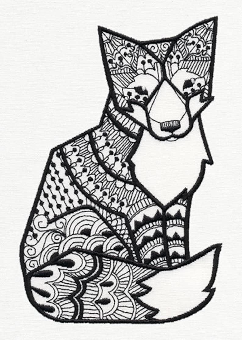 Doodle Fox Embroidered Canvas with Leather Accents Premium Laptop Bag