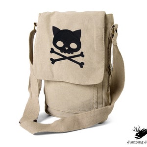 Punk Kitty, Cat Bag, Cat Embroidered Canvas Tech, Tablet, iPad, Kindle, Fire, Camera Bag
