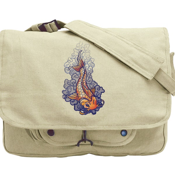 The Seven Seas - Koi Tattoo Embroidered Canvas Messenger Bag