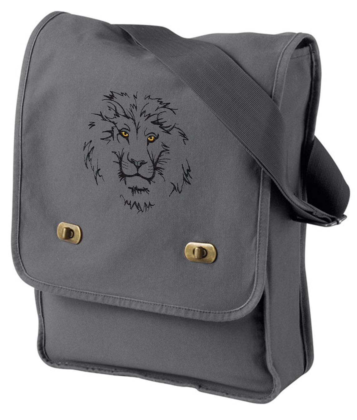 Lion Bag Lion Canvas Bag King of the Jungle Lion Embroidered 