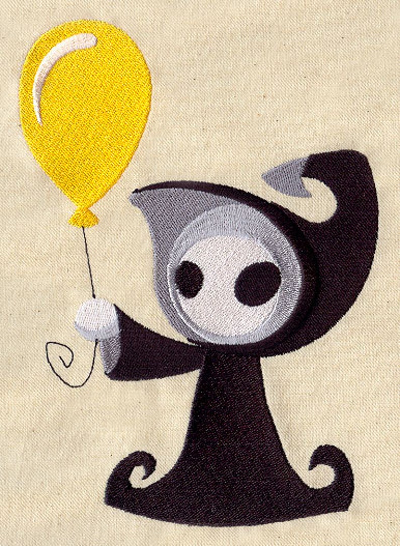 Death with Balloon Embroidered Canvas Messenger Bag