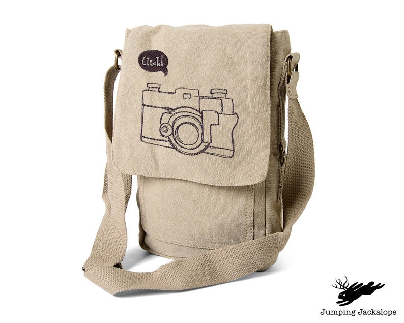Click Camera Embroidered Canvas Tech Bag