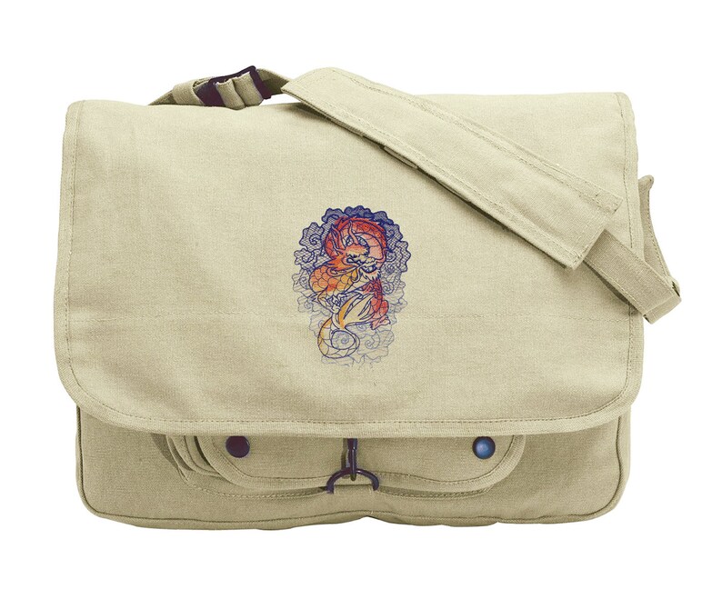 The Seven Seas Drachen Tattoo Bestickte Canvas Messenger Tasche Bild 1